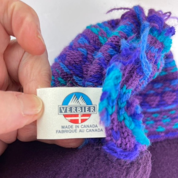 Verbier Wool Knit Beanie Hat Cap Fair Isle Pattern Ear Flaps - Picture 6 of 7